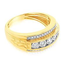 Load image into Gallery viewer, 9ct Yellow Gold 1/2 Carat Diamond Mens Ring