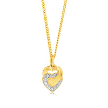 Load image into Gallery viewer, 9ct Yellow Gold Diamond Heart Pendant with 3 Brilliant Diamonds