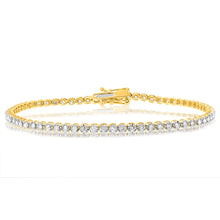 Load image into Gallery viewer, 1 Carat Diamond Tennis Bracelet with 70 Brilliant Diamonds in 9ct Yellow Gold