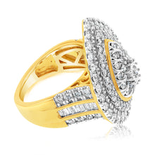 Load image into Gallery viewer, 9ct Yellow Gold 2 Carat Diamond Ring with Brilliant and Tapered Baguette Diamonds