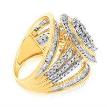 Load image into Gallery viewer, 9ct Yellow Gold 1 Carat Diamond Pear Shape Cluster Dress Ring