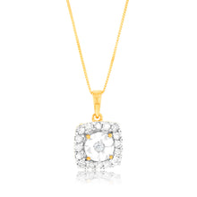 Load image into Gallery viewer, 10ct Yellow Gold 1/3 Carat with 17 Brilliant Diamonds Square Pendant