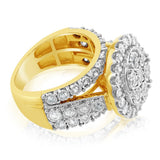 9ct Yellow Gold 2 Carat Diamond Cluster Round Dress Ring