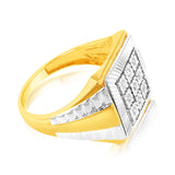 9ct Yellow Gold & Rhodium Set with 9 Brilliant Diamonds Gents Ring Set