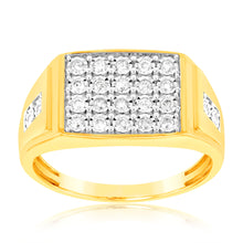Load image into Gallery viewer, 9ct Yellow Gold &amp; Rhodium 1/3 Carat Set with 24 Diamonds Gents Ring