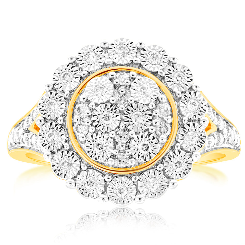 9ct Yellow Gold 1/5 Carat Diamond Disc Dress Ring Shiels Jewellers 9ct Yellow Gold 1/5 Carat Diamond Disc Dress Ring Shiels Jewellers