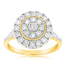 Load image into Gallery viewer, 9ct Yellow Gold Diamond Ring With 35 Brilliant Cut Diamonds