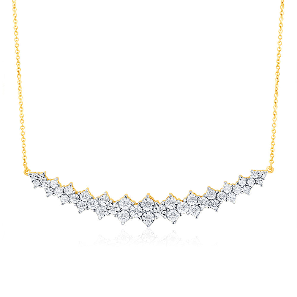9ct Yellow Gold 1/10 Carat Diamond Curved Chain Necklace – Shiels Jewellers