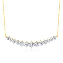 Load image into Gallery viewer, 9ct Yellow Gold 1/10 Carat Diamond Curved Chain Necklace