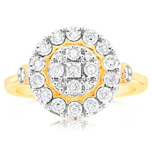 Load image into Gallery viewer, 9ct Yellow Gold 0.15 Carat Diamond Ring with 25 Diamonds