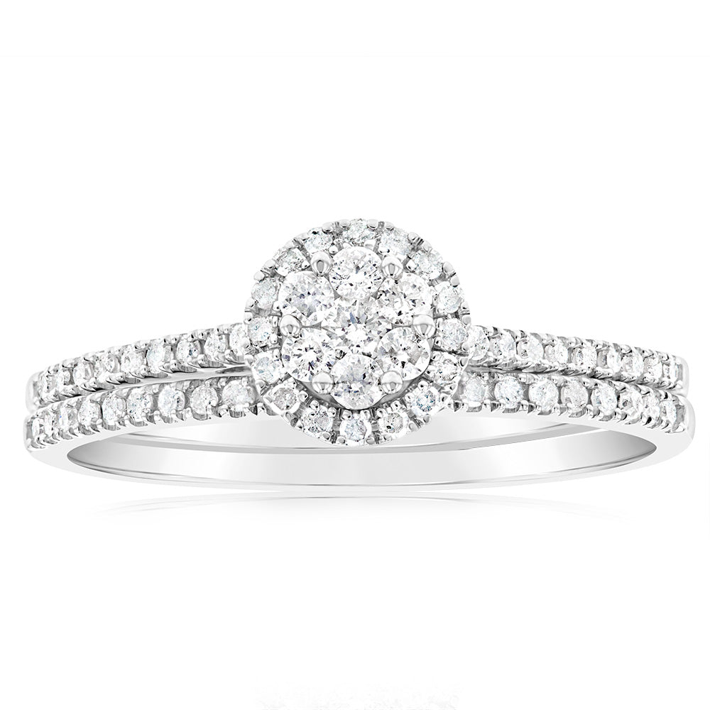 Silver1/2 Carat Diamond 2 Ring Bridal Set