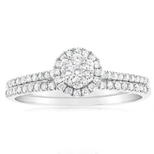 Load image into Gallery viewer, Silver1/2 Carat Diamond 2 Ring Bridal Set