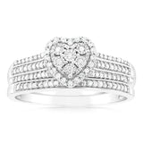 1/3 Carat Diamond 2 Ring Bridal Set in Sterling Silver