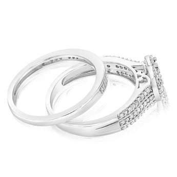 1/3 Carat Diamond 2 Ring Bridal Set in Sterling Silver