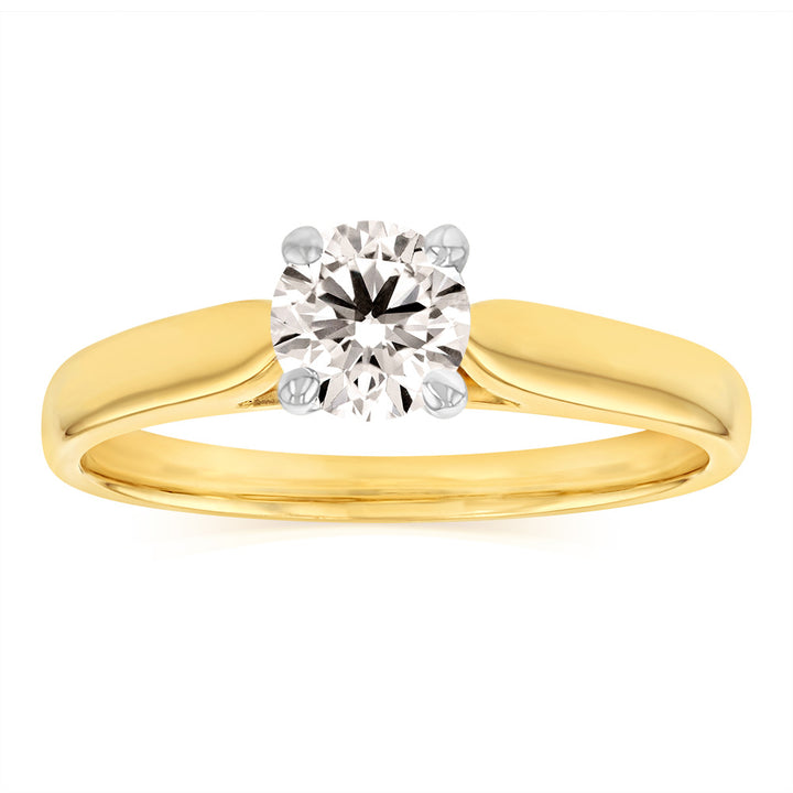 18ct Yellow Gold Solitaire Ring With 0.50 Carat Australian Diamond