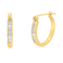 Load image into Gallery viewer, 1/4 Carat Diamond Hoop Earring Set in Gold Plated Silver