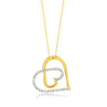Load image into Gallery viewer, 1/10 Carat Diamond Heart Pendant in Gold Plated Silver