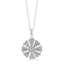Load image into Gallery viewer, Diamond Flower Shape Pendant in Sterling Silver