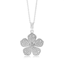 Load image into Gallery viewer, 1/10 Carat Diamond Flower Pendant in Sterling Silver