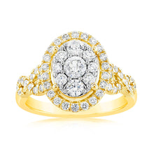 Load image into Gallery viewer, 0.95 Carat Diamond Cluster Oval Ring in 14ct Yellow Gold
