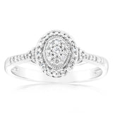 1/6 Carat Diamond Cluster Oval Ring in 10ct White Gold