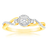 1/6 Carat Diamond Ring in 10ct Yellow Gold