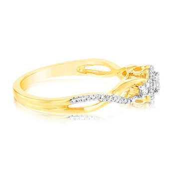 1/6 Carat Diamond Ring in 10ct Yellow Gold