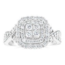 Load image into Gallery viewer, 0.95 Carat Diamond Cluster Cushion Ring in 10ct White Gold