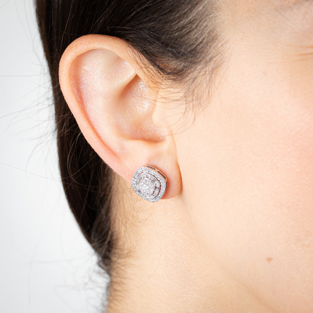 0.95 Carat Diamond Cluster Stud Earrings