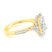 Load image into Gallery viewer, 1/6 Carat Diamond Emerald Cut Ring in 9ct Yellow Gold