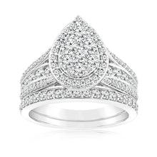 Load image into Gallery viewer, 1.40 Carat Diamond Pear Shape Bridal Set in 10ct White Gold