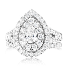 Load image into Gallery viewer, 1.90 Carat Diamond Pear Cut Bridal Set in 10ct White Gold