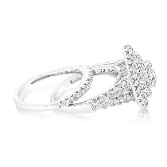 1.90 Carat Diamond Pear Cut Bridal Set in 10ct White Gold