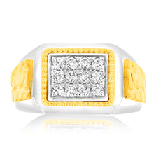 Load image into Gallery viewer, 1/2 Carat Diamond Gents Ring in 10ct Yellow &amp; White Gold