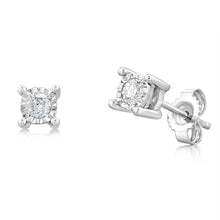 Load image into Gallery viewer, 1/6 Carat Diamond Solitaire Earrings in Sterling Silver