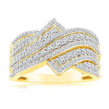 Load image into Gallery viewer, 0.95 Carat Cluster Diamond Dress Ring in 14ct Yellow Gold