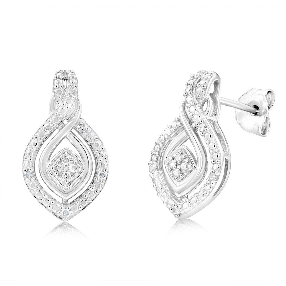 1/10 Carat Diamond Stud Earrings in Sterling Silver