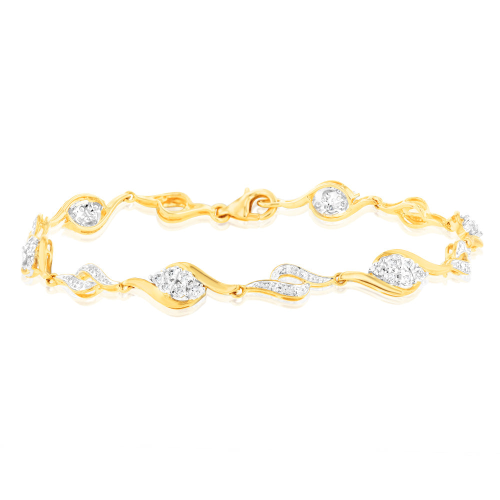 1/10 Carat Diamond Bracelet in 9ct Yellow & White Gold