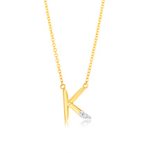 Load image into Gallery viewer, Initial K Diamond Pendant in 9ct Yellow Gold