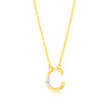 Load image into Gallery viewer, Initial C Diamond Pendant in 9ct Yellow Gold