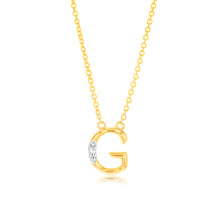 Load image into Gallery viewer, Initial G Diamond Pendant in 9ct Yellow Gold