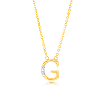 Initial G Diamond Pendant in 9ct Yellow Gold