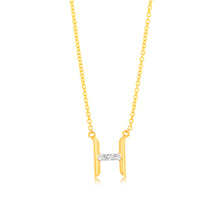 Load image into Gallery viewer, Initial H Diamond Pendant in 9ct Yellow Gold