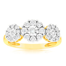 Load image into Gallery viewer, 1/10 Carat Diamond Trilogy Ring in 9ct Yellow Gold