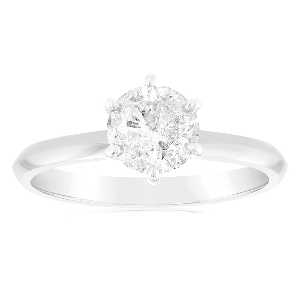 14ct White Gold Solitaire Ring with 1.00 Carat HJ P1/3 Diamond