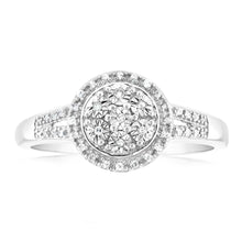 Load image into Gallery viewer, 1/10 Carat Diamond Cluster Ring in Sterling Silver