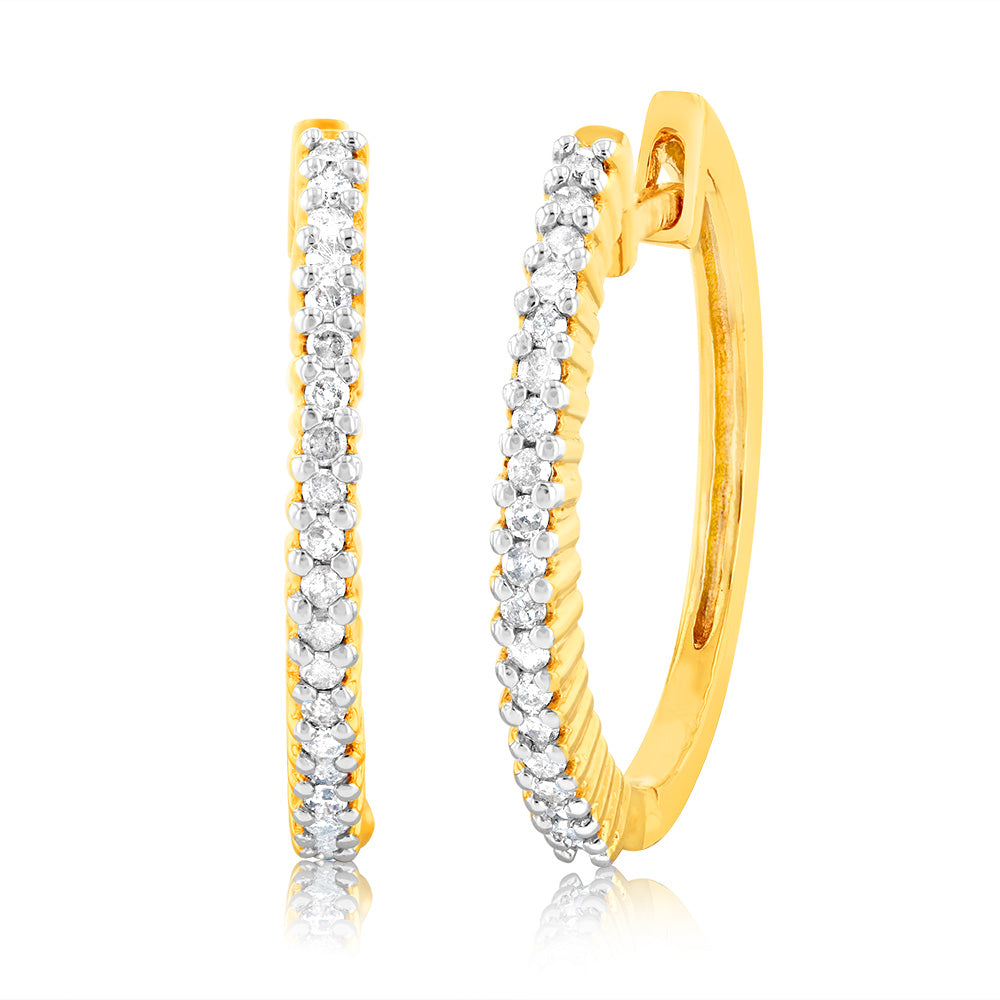 1/4 Carat Diamond Hoop Earrings in Gold Plated Silver