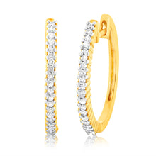 Load image into Gallery viewer, 1/4 Carat Diamond Hoop Earrings in Gold Plated Silver