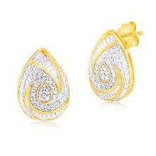 Load image into Gallery viewer, 1/4 Carat Diamond Cluster Stud Earrings in Gold Plated Silver