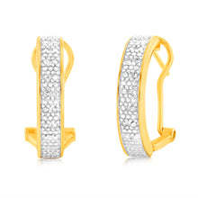Load image into Gallery viewer, 1/10 Carat Diamond Hoop Earrings in Gold Plated Silver